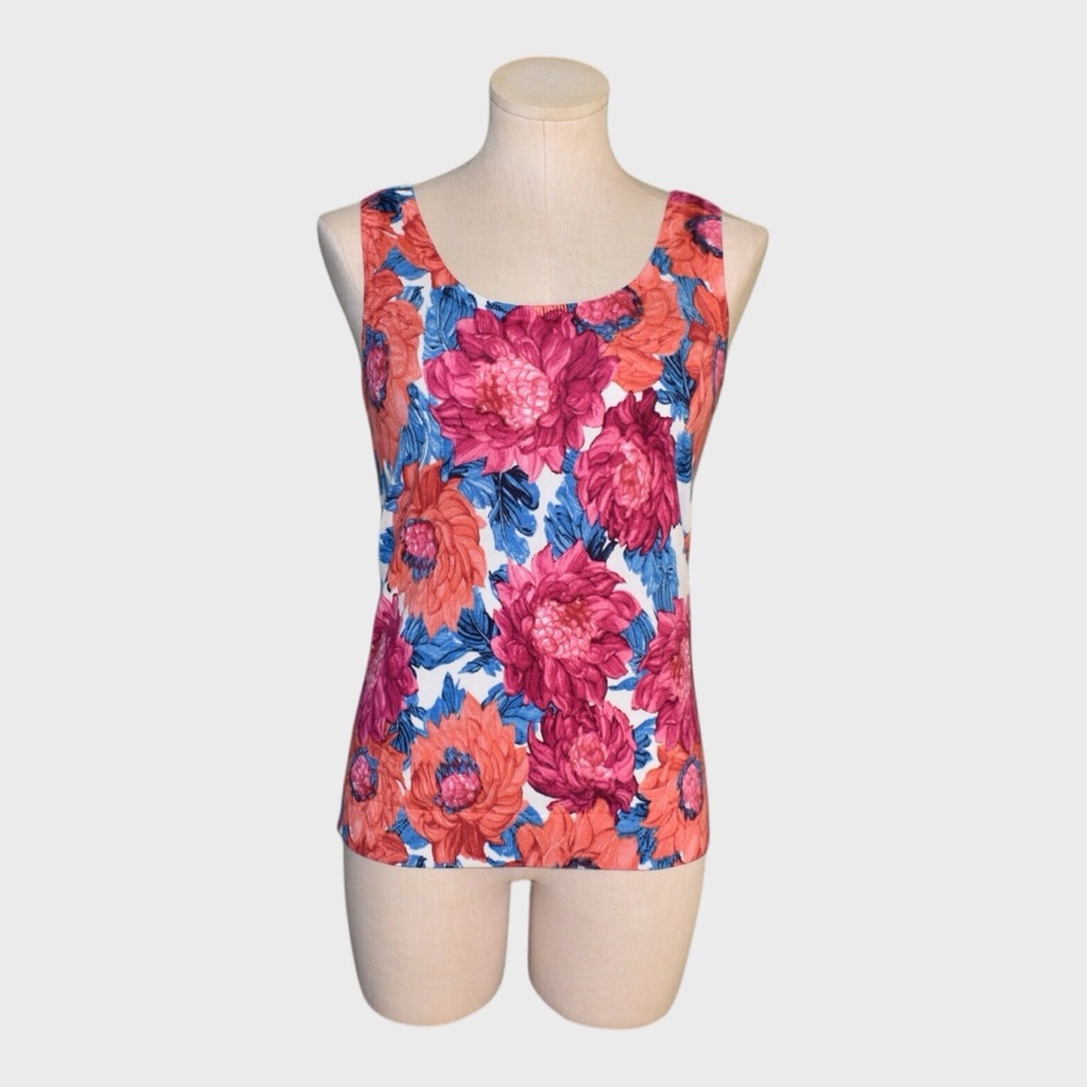 Talbots Bold Floral Knit Scoop Tank